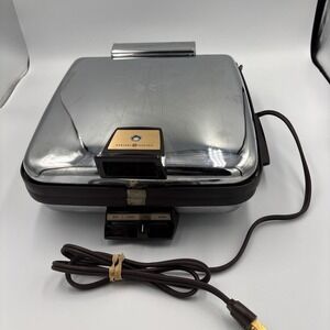 General Electric 26G46T Grill Waffle Baker Chrome Deco Etching